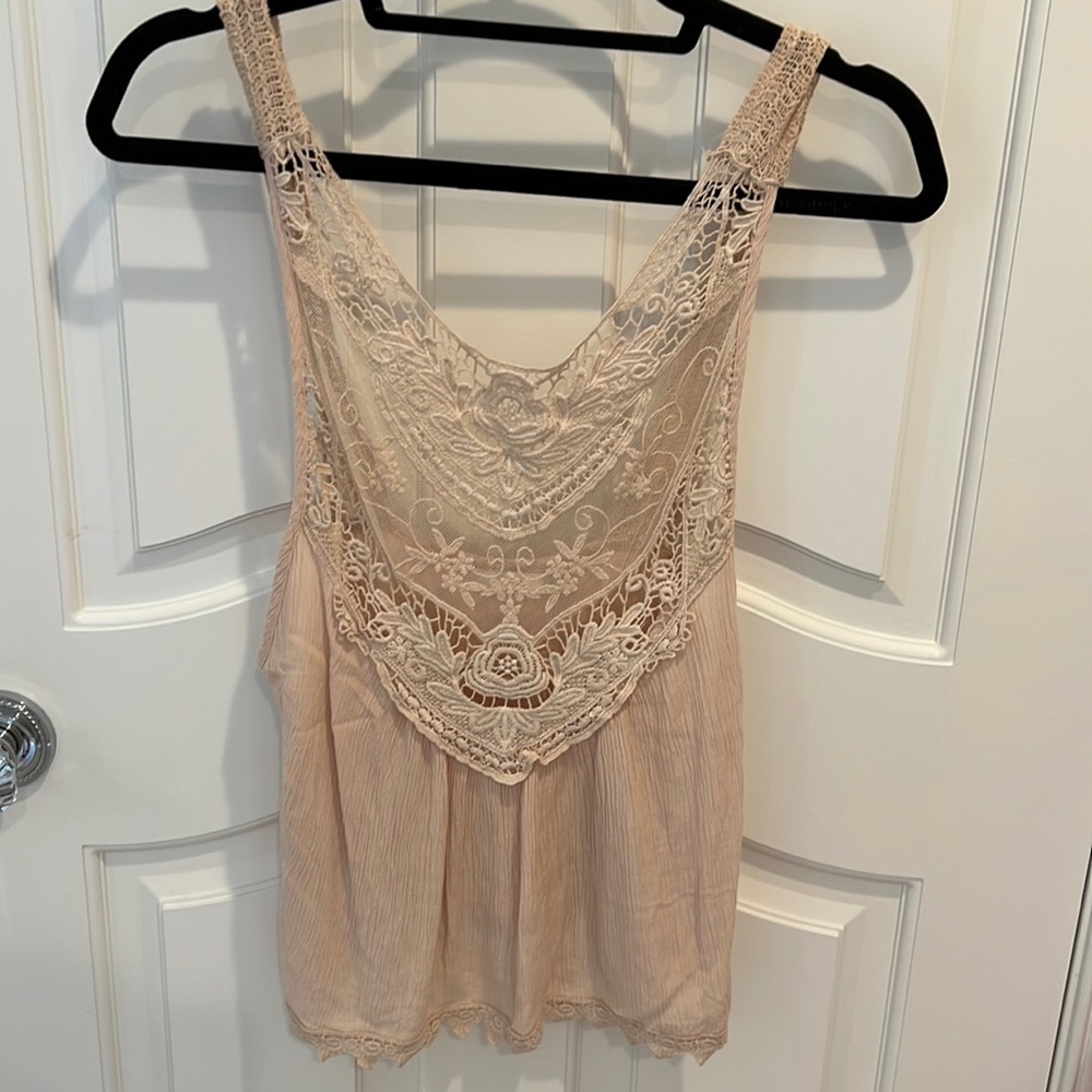 Blush colored Lacey tank top